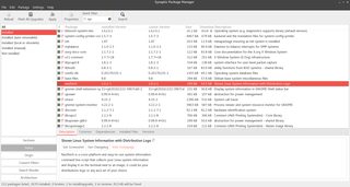 Typical Synaptic screen using a search query 
