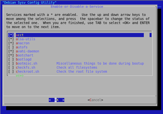 A text menu based utility for configuring init script links