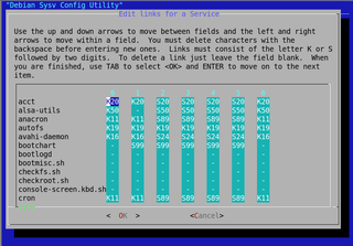 A text menu based utility for configuring init script links