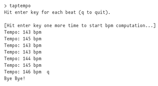 command line tap tempo