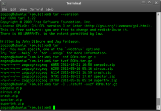GNU version of the tar archiving utility