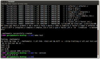 tcc successfully compiling Mathomatic.