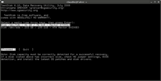 Partition scanner and disk recovery tool, and PhotoRec file recovery tool
