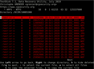 Partition scanner and disk recovery tool, and PhotoRec file recovery tool