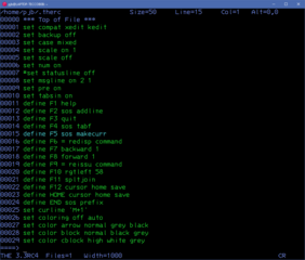 Full-screen character mode text editor