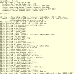 Example of running the tiger program in a Linux system