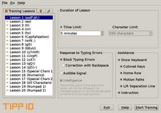 Lessons choice and configuration window