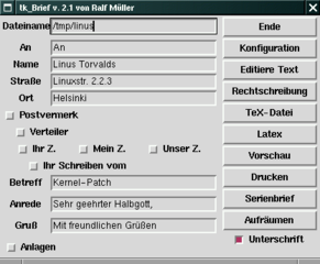 GUI for easily writing letters with LaTeX
