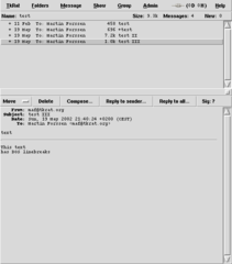 Mail user agent with POP, IMAP, mh support using Tk