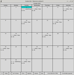 sophisticated calendar and alarm program - Tk GUI interface