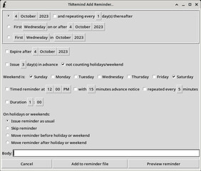 sophisticated calendar and alarm program - Tk GUI interface