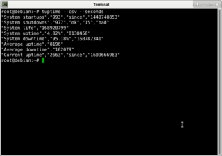 Tuptime report in seconds and epoch with csv format