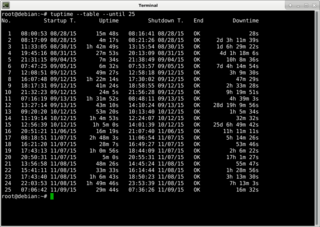 Tuptime table output