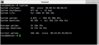 Tuptime default output