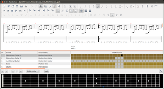 Multitrack guitar tablature editor and player