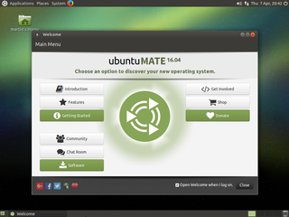 Welcome screen for Ubuntu MATE