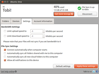 Ubuntu One Settings