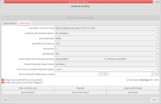 The audio setup page