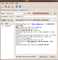 network tool and graphical frontend for nmap