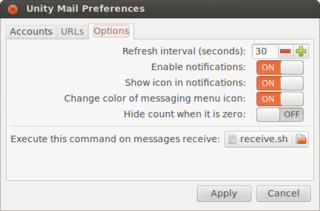 Configuration dialog