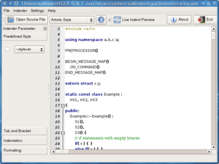GUI frontend for several code beautifiers