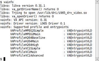 Video Acceleration (VA) API for Linux -- info program