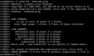 Finding memory leak in a program