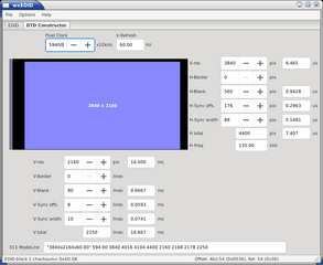 Graphical editor for monitor resolution and timing data (EDID)