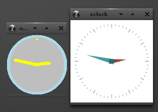 oclock (left) and xclock (right)