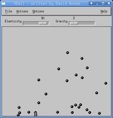 Simulate bouncing balls in a window