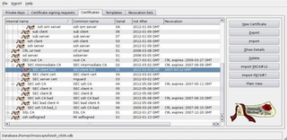 x509 Certification Authority management tool based on QT