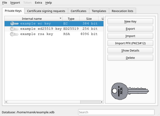x509 Certification Authority management tool based on QT