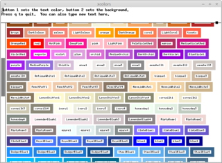 display all X11 color names and colors