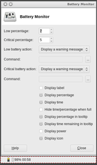 battery monitor plugin for the Xfce4 panel