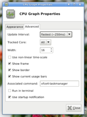 CPU load graph plugin for the Xfce4 panel