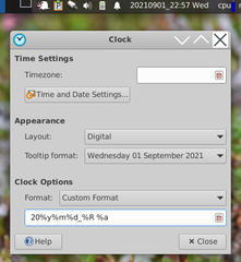 date and time plugin for the Xfce4 panel