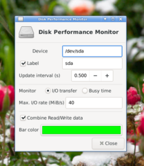 disk performance display plugin for the Xfce4 panel