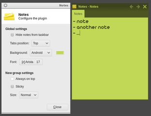 Notes plugin for the Xfce4 desktop