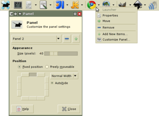 panel + settings + context menu