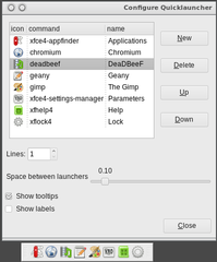 rapid launcher plugin for the Xfce4 panel