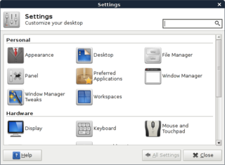 graphical application for managing Xfce settings