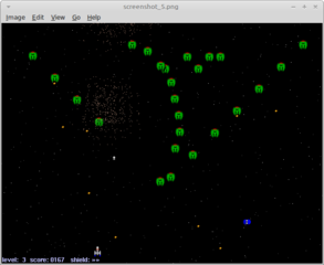 classic single screen vertical shooter, inspired by xgalaga