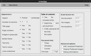 HTML to PostScript converter (Tcl/Tk GUI frontend)