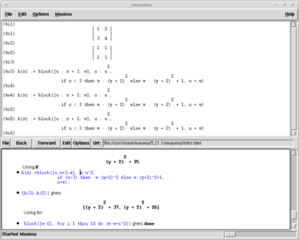 Computer algebra system -- x interface