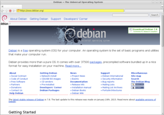xombrero opening the debian.org homepage