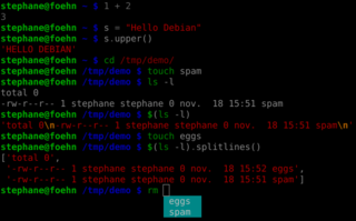 mix of shell and python commands