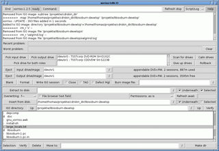 Main window with areas for communication, drives, and filesystem manipulation