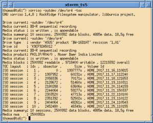 Inspecting a xorriso made multi-session BD-R backup medium in drive sr4