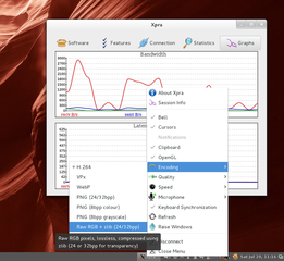 tray menu and bandwidth graph info