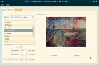 Screensaver daemon and frontend for X11
